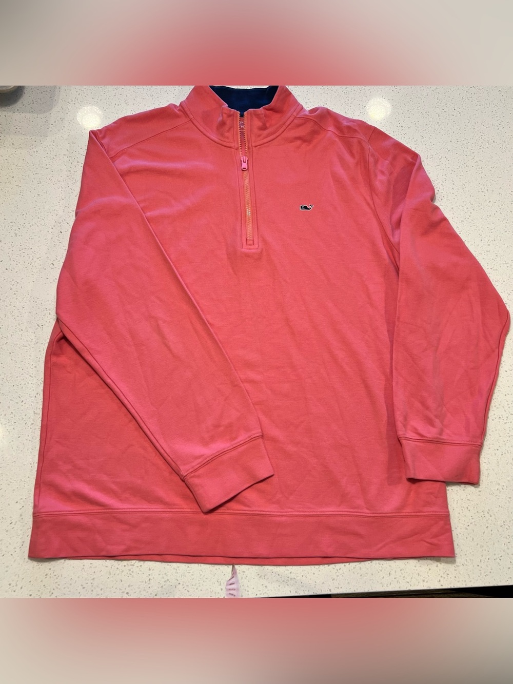 Vineyard Vines Cotton Piqué Quarter Zip Pullover Sweater Pink Men's Size XL